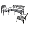 Sedona 3-Piece Conversation Seating Set - Cast Aluminum, Charcoal Black - CROS-KO60002BK