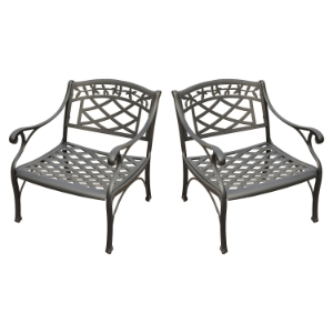 Sedona 2-Piece Conversation Seating Set - Cast Aluminum, Charcoal Black 