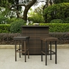 Palm Harbor 3-Piece Outdoor Wicker Bar Set - Dark Brown - CROS-KO70009BR