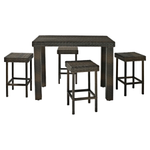 Palm Harbor 5-Piece Outdoor Wicker High Dining Set - Dark Brown 