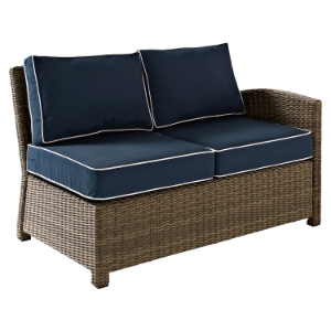 Bradenton Outdoor Wicker Sectional Right Corner Loveseat - Navy Cushions 