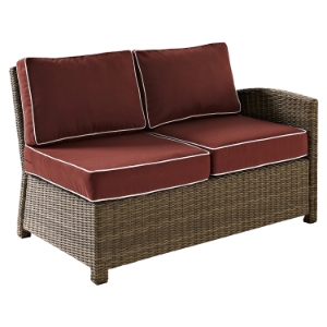 Bradenton Outdoor Wicker Sectional Right Corner Loveseat - Sangria Cushions 