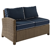 Bradenton Outdoor Wicker Sectional Left Corner Loveseat - Navy Cushions
