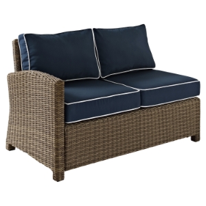 Bradenton Outdoor Wicker Sectional Left Corner Loveseat - Navy Cushions 