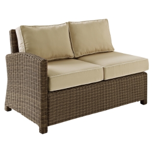 Bradenton Outdoor Wicker Sectional Left Corner Loveseat - Sand Cushions 
