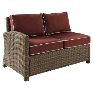 Bradenton Outdoor Wicker Sectional Left Corner Loveseat - Sangria Cushions 