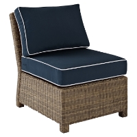 Bradenton Outdoor Wicker Sectional Center Chair - Navy Cushions