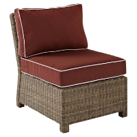 Bradenton Outdoor Wicker Sectional Center Chair - Sangria Cushions