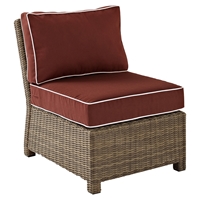 Bradenton Outdoor Wicker Sectional Center Chair - Sangria Cushions