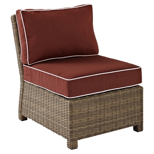 Bradenton Outdoor Wicker Sectional Center Chair - Sangria Cushions 