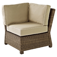 Bradenton Outdoor Wicker Sectional Corner Chair - Sand Cushions