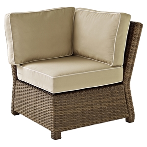 Bradenton Outdoor Wicker Sectional Corner Chair - Sand Cushions 