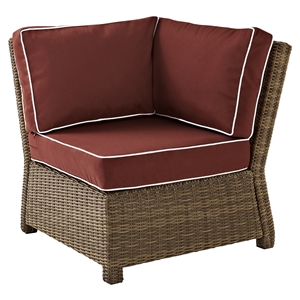 Bradenton Outdoor Wicker Sectional Corner Chair - Sangria Cushions 