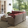 Bradenton 4 PC Outdoor Seating Set - Sangria Cushions, Light Brown Wicker - CROS-KO70019WB-SG