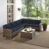 Bradenton 5-Piece Outdoor Seating Set - Navy Cushions, Light Brown Wicker - CROS-KO70020WB-NV
