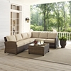 Bradenton 5-Piece Outdoor Seating Set - Sand Cushions, Light Brown Wicker - CROS-KO70020WB-SA