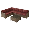 Bradenton 5-Piece Seating Set - Sangria Cushions, Light Brown Wicker - CROS-KO70020WB-SG