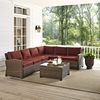 Bradenton 5-Piece Seating Set - Sangria Cushions, Light Brown Wicker - CROS-KO70020WB-SG