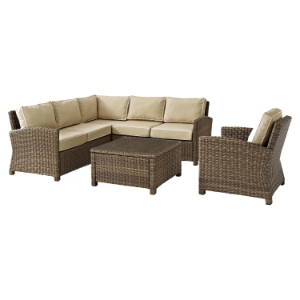 Bradenton 5-Piece Wicker Seating Set - Sand Cushions 