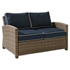 Bradenton Outdoor Wicker Loveseat - Navy Cushions - CROS-KO70022WB-NV