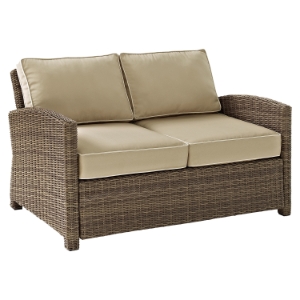 Bradenton Outdoor Wicker Loveseat - Sand Cushions 