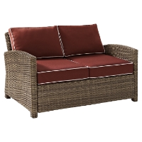 Bradenton Outdoor Wicker Loveseat - Sangria Cushions