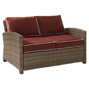 Bradenton Outdoor Wicker Loveseat - Sangria Cushions 