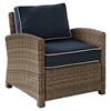 Bradenton Outdoor Wicker Arm Chair - Navy Cushions - CROS-KO70023WB-NV