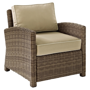 Bradenton Outdoor Wicker Arm Chair - Sand Cushions 
