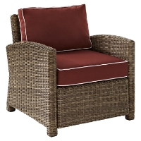 Bradenton Outdoor Wicker Arm Chair - Sangria Cushions