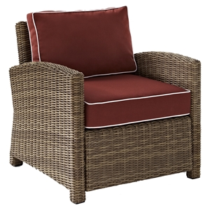 Bradenton Outdoor Wicker Arm Chair - Sangria Cushions 