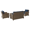 Bradenton 4-Piece Wicker Seating Set - Navy Cushions - CROS-KO70024WB-NV