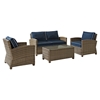 Bradenton 4-Piece Wicker Seating Set - Navy Cushions - CROS-KO70024WB-NV