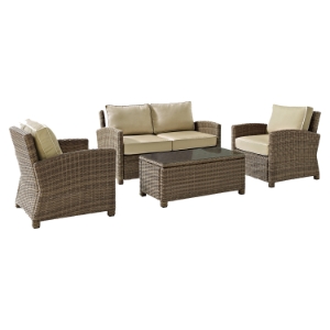 Bradenton 4-Piece Wicker Seating Set - Sand Cushions 