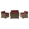 Bradenton 4-Piece Wicker Seating Set - Sangria Cushions - CROS-KO70024WB-SG
