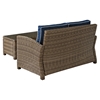 Bradenton Wicker Loveseat and Glass Top Table with Navy Cushions - CROS-KO70025WB-NV
