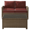 Bradenton Wicker Loveseat and Glass Top Table with Sangria Cushions - CROS-KO70025WB-SG