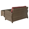 Bradenton Wicker Loveseat and Glass Top Table with Sangria Cushions - CROS-KO70025WB-SG