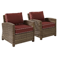 Bradenton 2-Piece Wicker Seating Set - Sangria Cushions