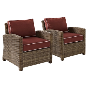 Bradenton 2-Piece Wicker Seating Set - Sangria Cushions 