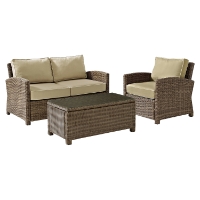 Bradenton 3-Piece Wicker Seating Set - Sand Cushions