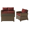 Bradenton 3-Piece Wicker Seating Set - Sangria Cushions - CROS-KO70027WB-SG