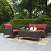 Kiawah 3-Piece Outdoor Wicker Seating Set - Sangria Cushions - CROS-KO70031BR