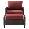 Kiawah Arm Chair and Ottoman - Sangria Cushions, Dark Brown Wicker - CROS-KO70032BR