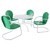 Griffith Metal 40" 5-Piece Outdoor Dining Set - Green Chairs, White Table - CROS-KOD1001WH