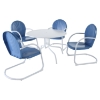Griffith Metal 40" 5-Piece Outdoor Dining Set - Blue Chairs, White Table - CROS-KOD1002WH