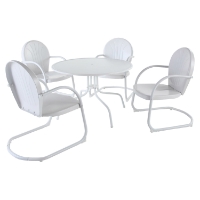 Griffith Metal 40" 5-Piece Outdoor Dining Set - White Chairs, White Table