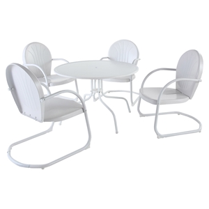 Griffith Metal 40" 5-Piece Outdoor Dining Set - White Chairs, White Table 