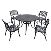 Sedona 48" 5-Piece Cast Aluminum Dining Set - Charcoal Black, Arm Chairs - CROS-KOD6001BK