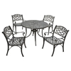 Sedona 42" 5-Piece Cast Aluminum Dining Set - Arm Chairs, Charcoal Black - CROS-KOD6003BK
